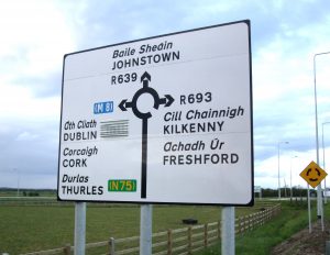 Road sign on the R639 north of Urlingford Ireland 20090502