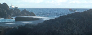 Figure 1 Longboat and Claymore II Pitcairn Island video still credit Holly Bennett 2016
